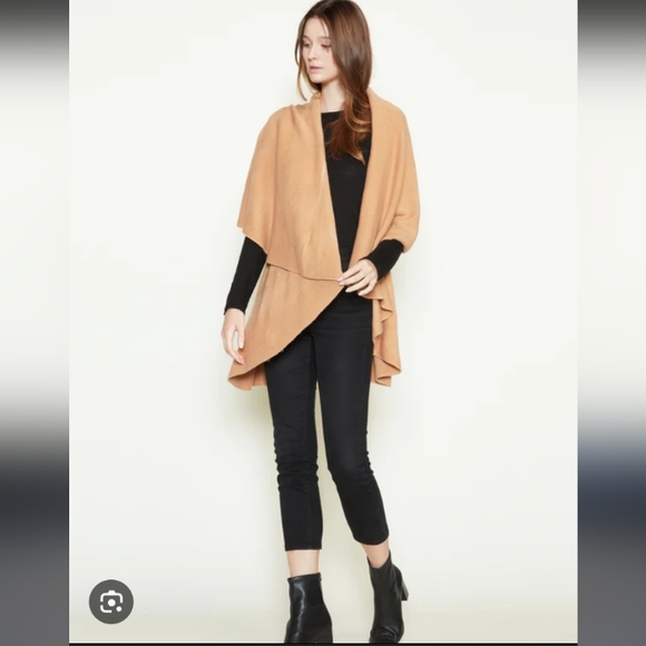 Look By M Sweaters - Women's Basic Shawl Vest 3 in 1.Peach Color One Size